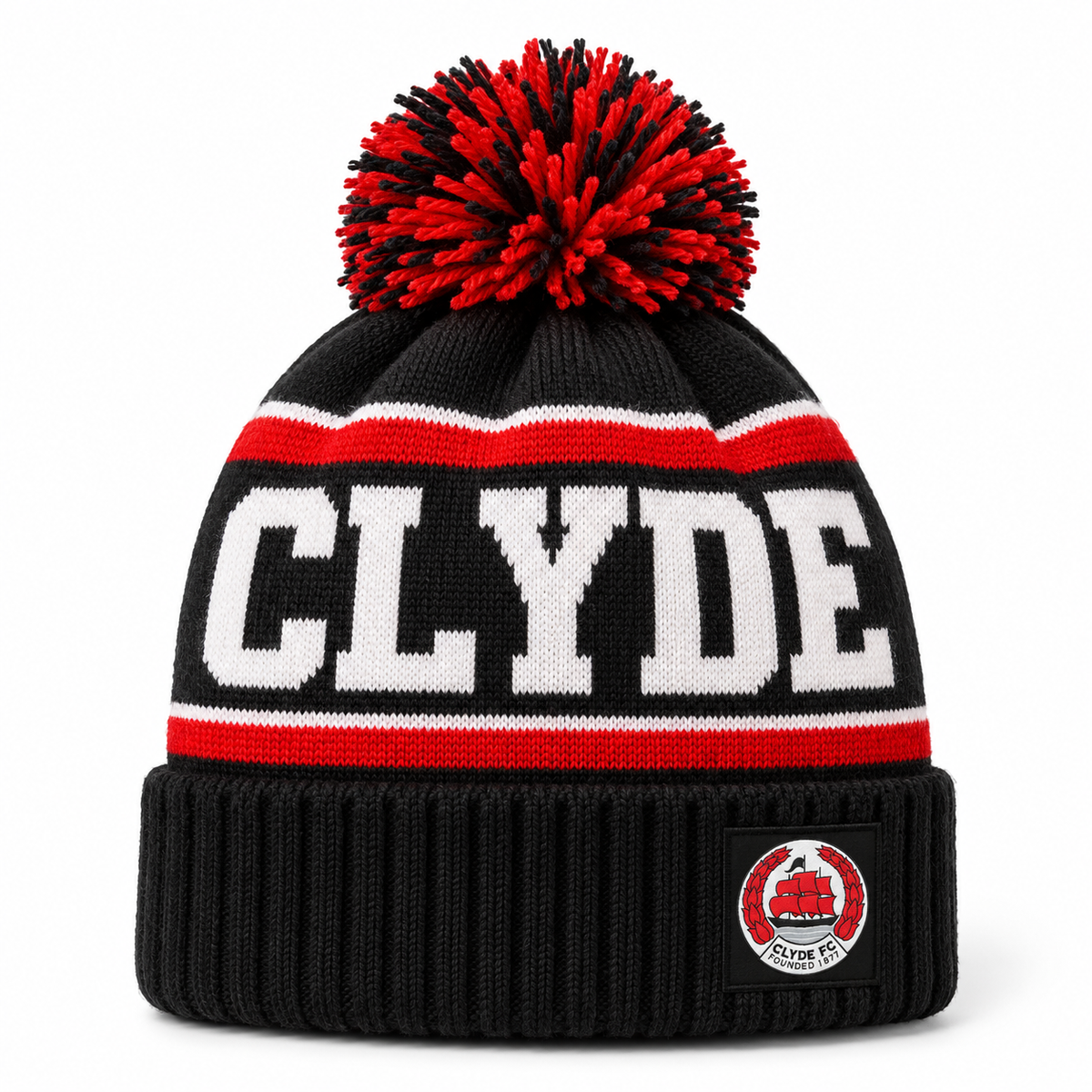 Clyde FC Black Bobble Hat