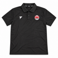 Black Clyde FC polo shirt by Terrace, featuring the club crest, white Terrace logo and two-button collar.